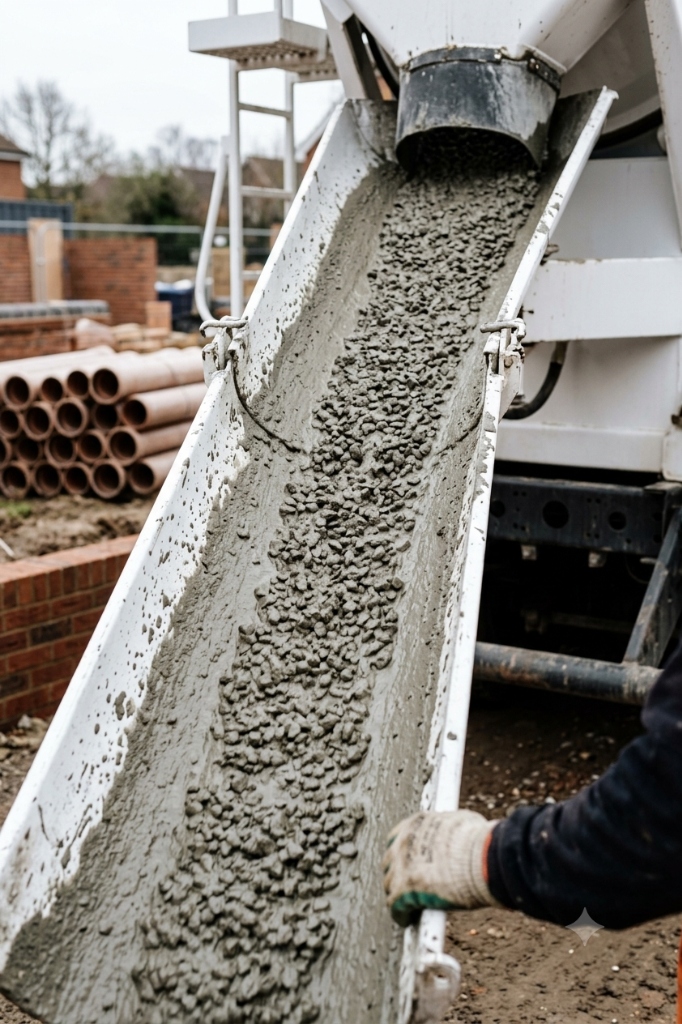 Woking Ready Mix Concrete Chute Pouring on Site